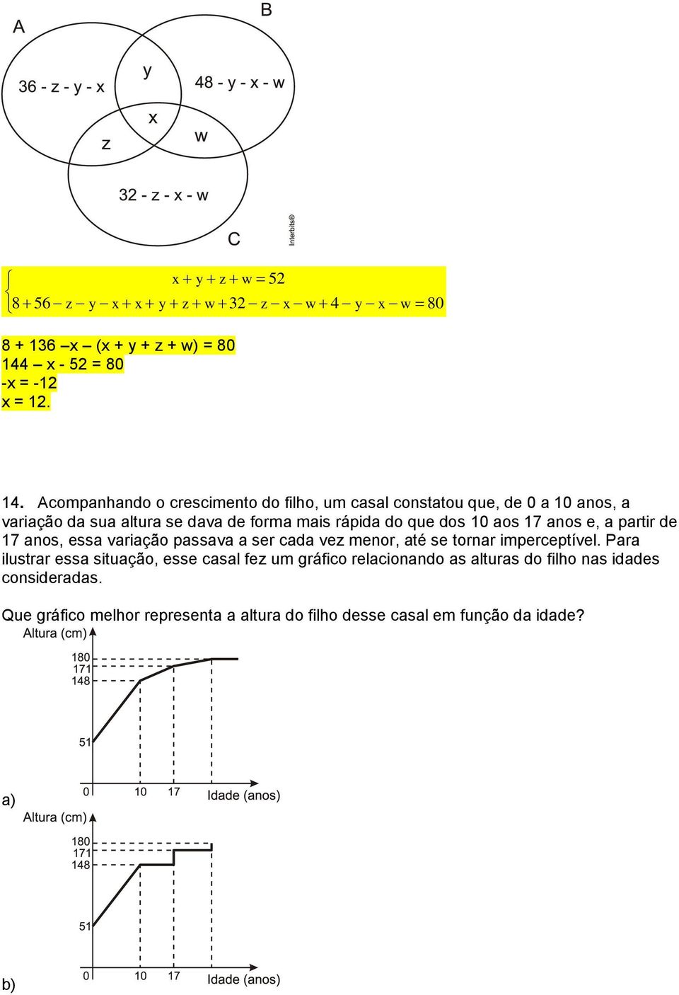 Acompanhando o crescimento do filho, um casal constatou que, de 0 a 10 anos, a variação da sua altura se dava de forma mais rápida do que dos