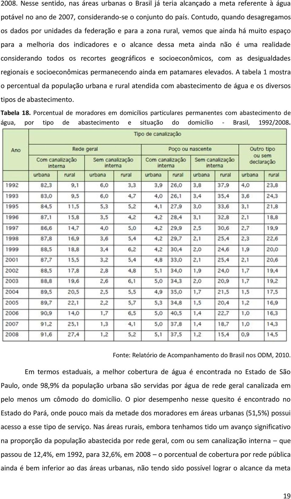 considerando todos os recortes geográficos e socioeconômicos, com as desigualdades regionais e socioeconômicas permanecendo ainda em patamares elevados.