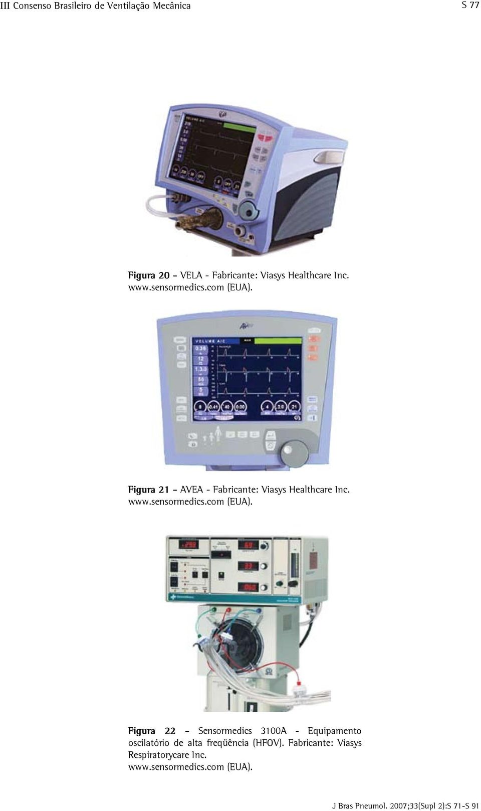 Figura 21 - AVEA - Fabricante: Viasys  Figura 22 - Sensormedics 3100A - Equipamento