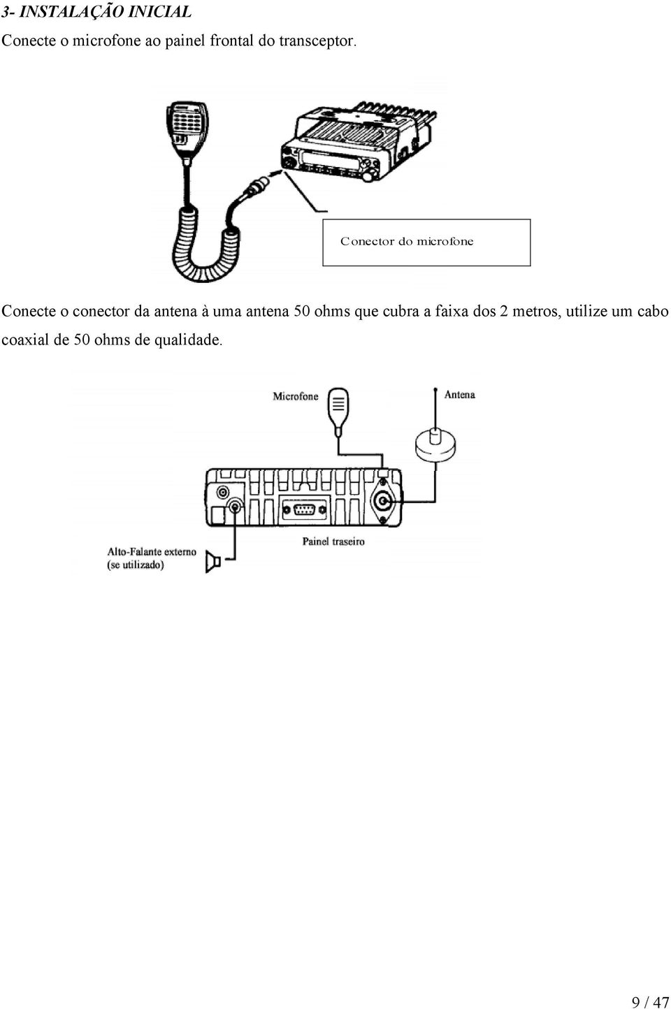 Conector do microfone Conecte o conector da antena à uma