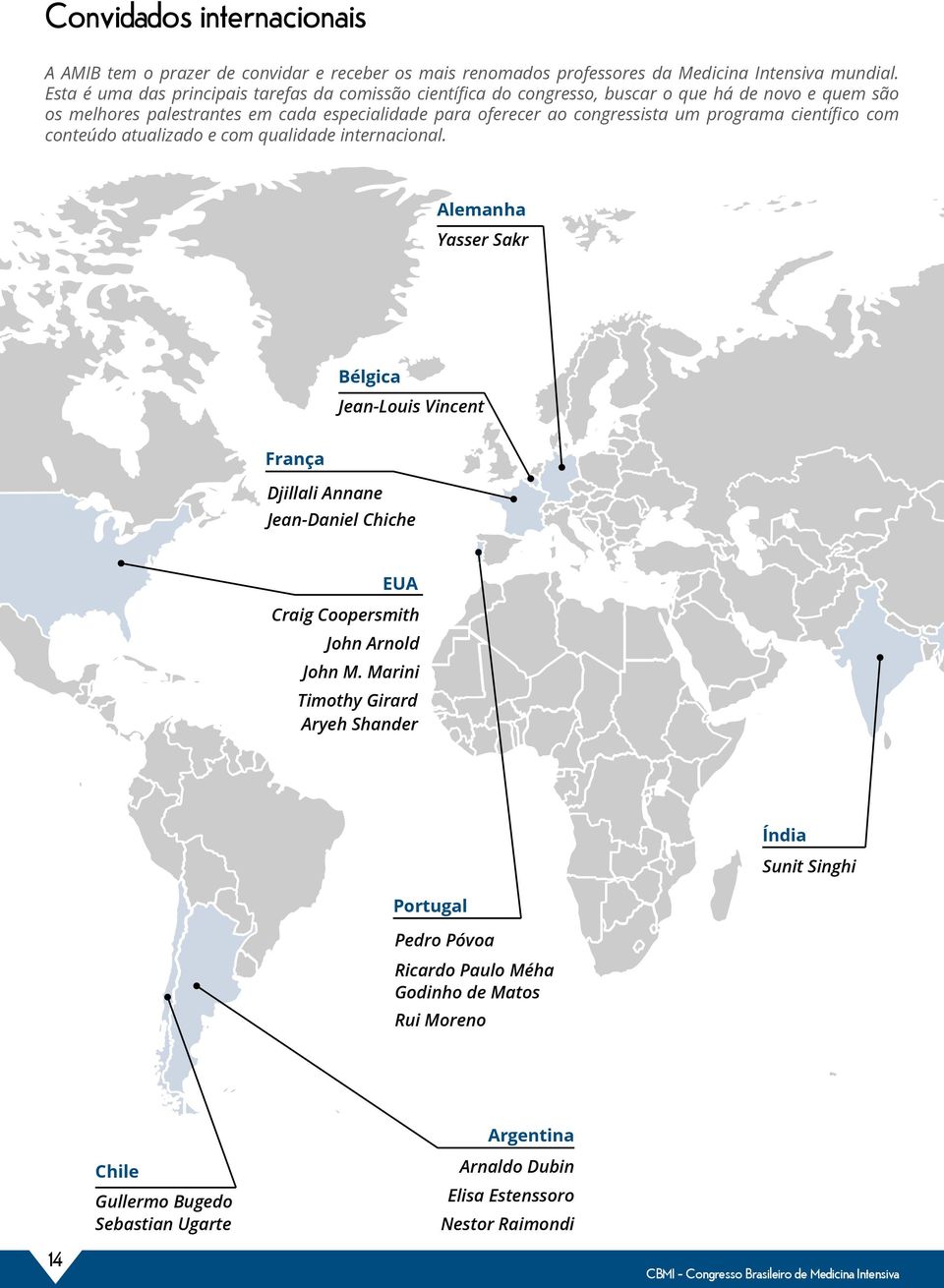 científico com conteúdo atualizado e com qualidade internacional. Alemanha Yasser Sakr Bélgica Jean-Louis Vincent França Djillali Annane Jean-Daniel Chiche EUA Craig Coopersmith John Arnold John M.