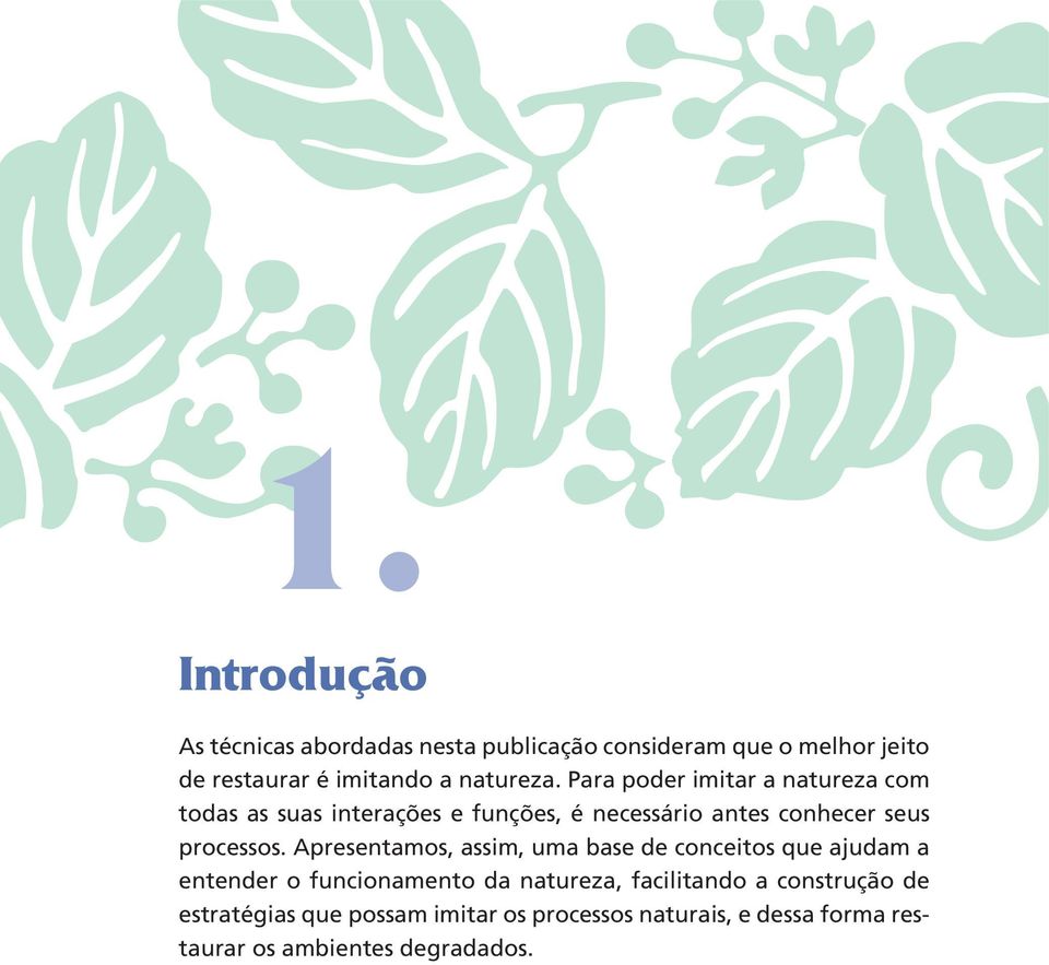 Para poder imitar a natureza com todas as suas interações e funções, é necessário antes conhecer seus processos.