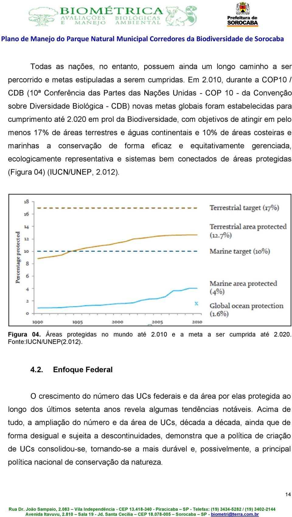 020 em prol da Biodiversidade, com objetivos de atingir em pelo menos 17% de áreas terrestres e águas continentais e 10% de áreas costeiras e marinhas a conservação de forma eficaz e equitativamente