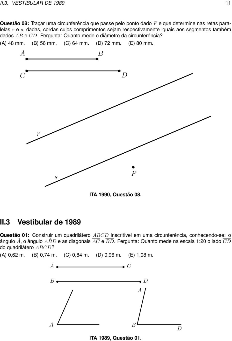 A B C D r s P ITA 1990, Questão 08. II.