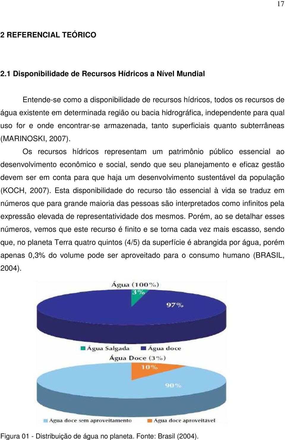 independente para qual uso for e onde encontrar-se armazenada, tanto superficiais quanto subterrâneas (MARINOSKI, 2007).