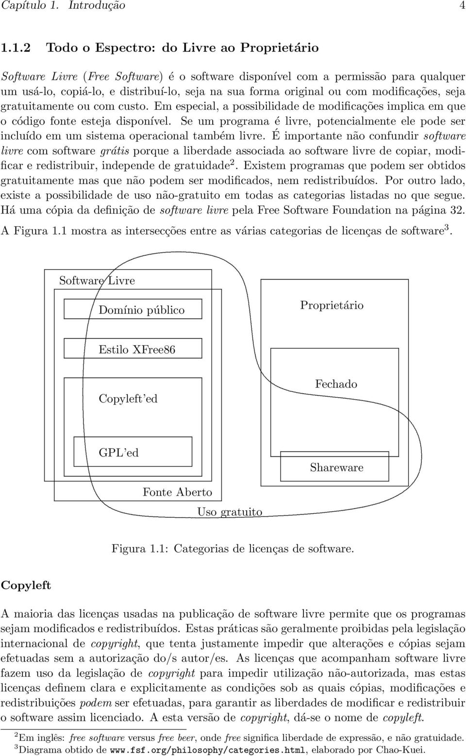 1.2 Todo o Espectro: do Livre ao Proprietário Software Livre (Free Software) é o software disponível com a permissão para qualquer um usá-lo, copiá-lo, e distribuí-lo, seja na sua forma original ou