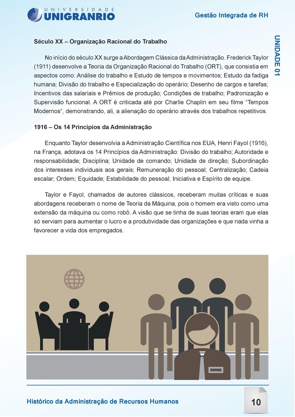 Divisão do trabalho e Especialização do operário; Desenho de cargos e tarefas; Incentivos das salariais e Prêmios de produção; Condições de trabalho; Padronização e Supervisão funcional.