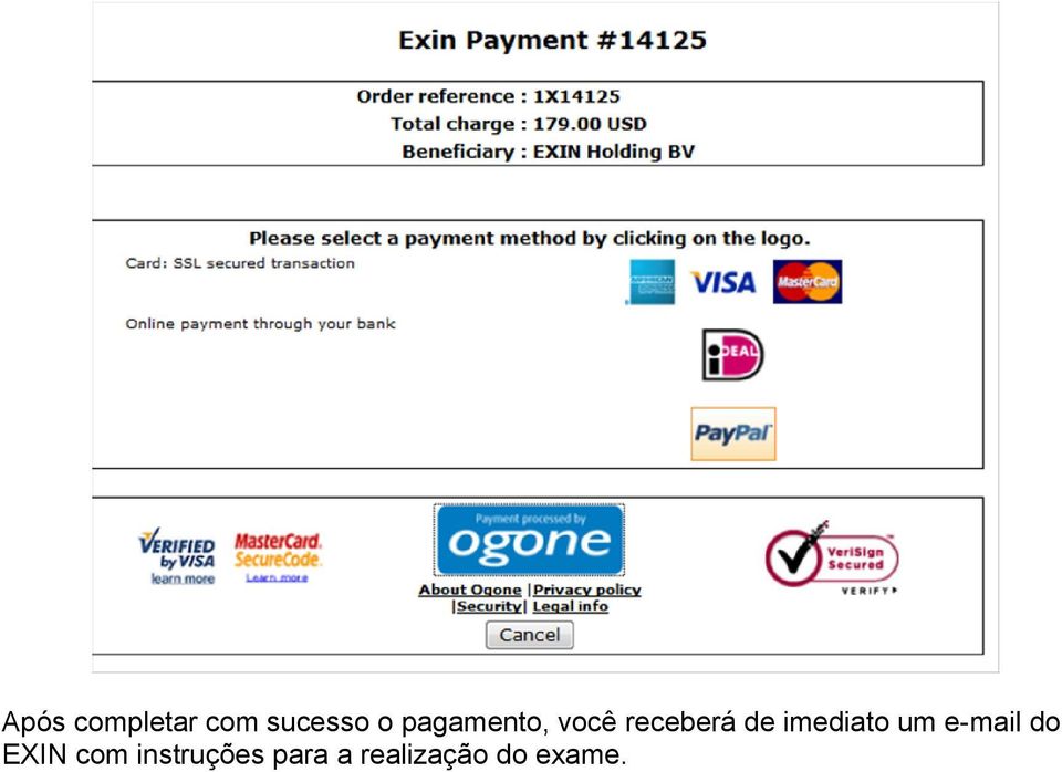 imediato um e-mail do EXIN com