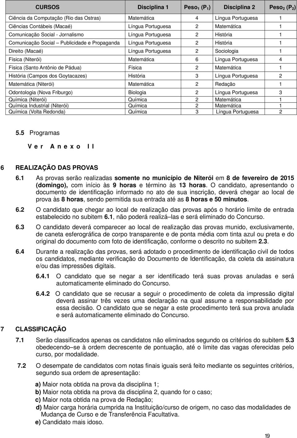 (Niterói) Matemática 6 Língua Portuguesa 4 Física (Santo Antônio de Pádua) Física 2 Matemática 1 História (Campos dos Goytacazes) História 3 Língua Portuguesa 2 Matemática (Niterói) Matemática 2