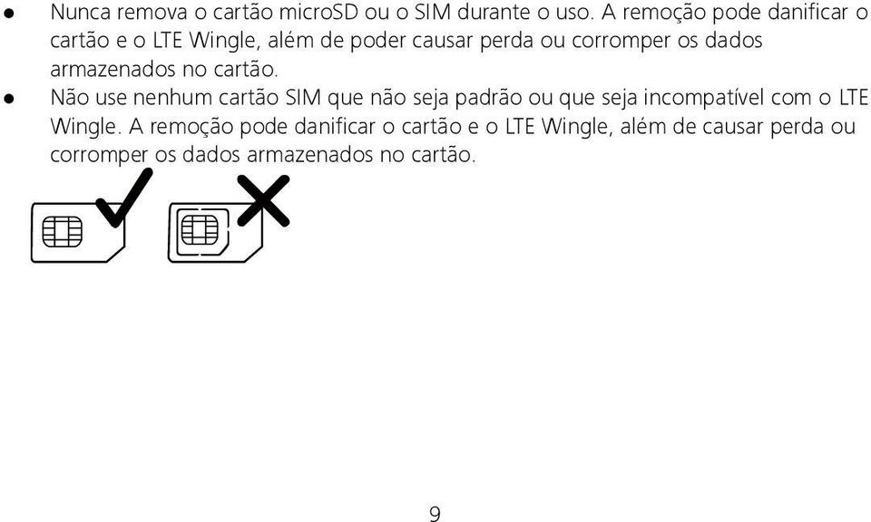 dados armazenados no cartão.