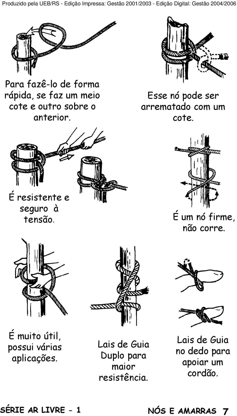 É um nó firme, não corre. É muito útil, possui várias aplicações.