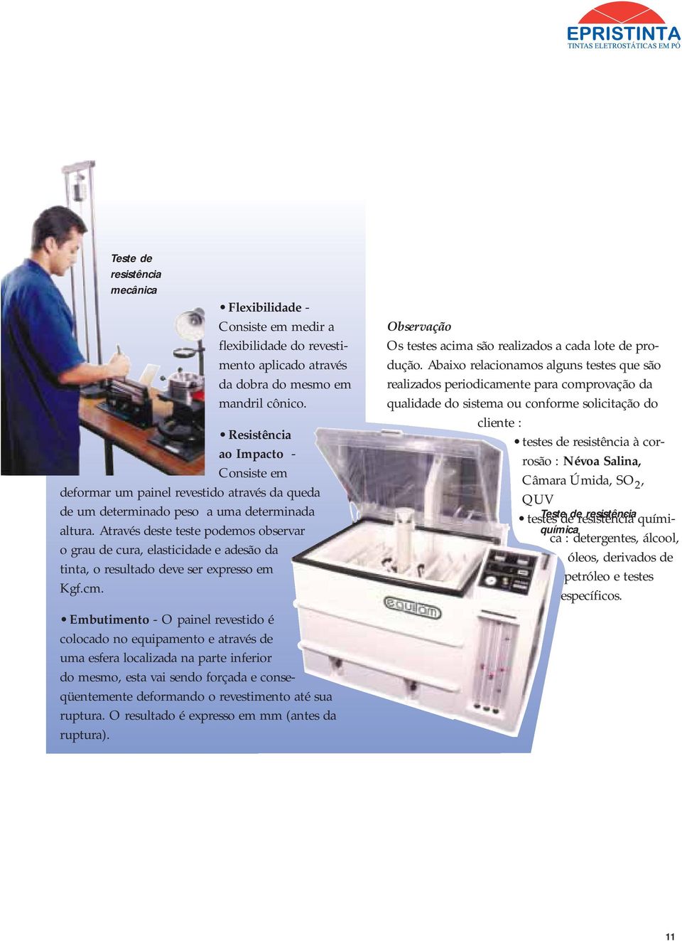 Através deste teste podemos observar o grau de cura, elasticidade e adesão da tinta, o resultado deve ser epresso em Kgf.cm.