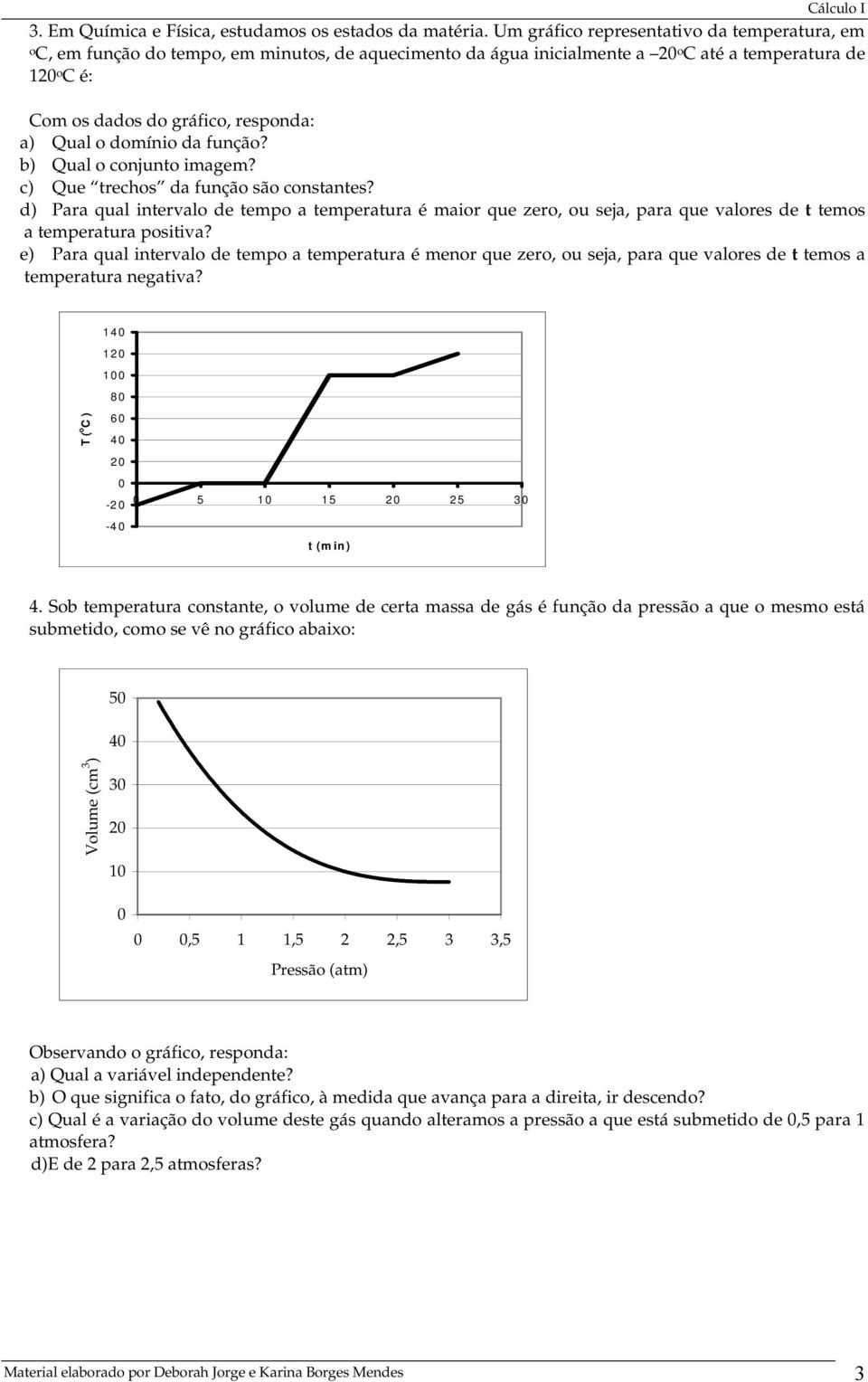 domínio da função? b) Qual o conjunto imagem? c) Que trechos da função são constantes?