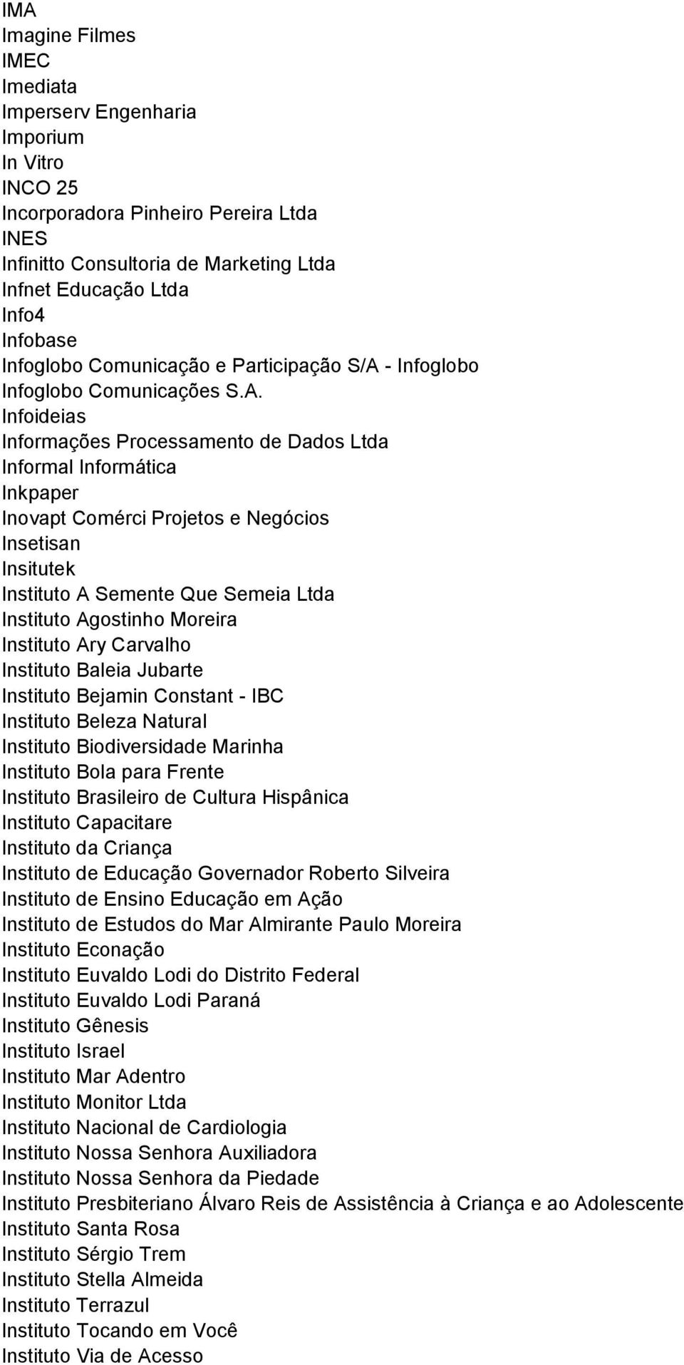 - Infoglobo Infoglobo Comunicações S.A.