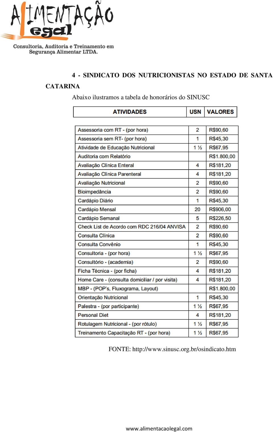 Abaixo ilustramos a tabela de