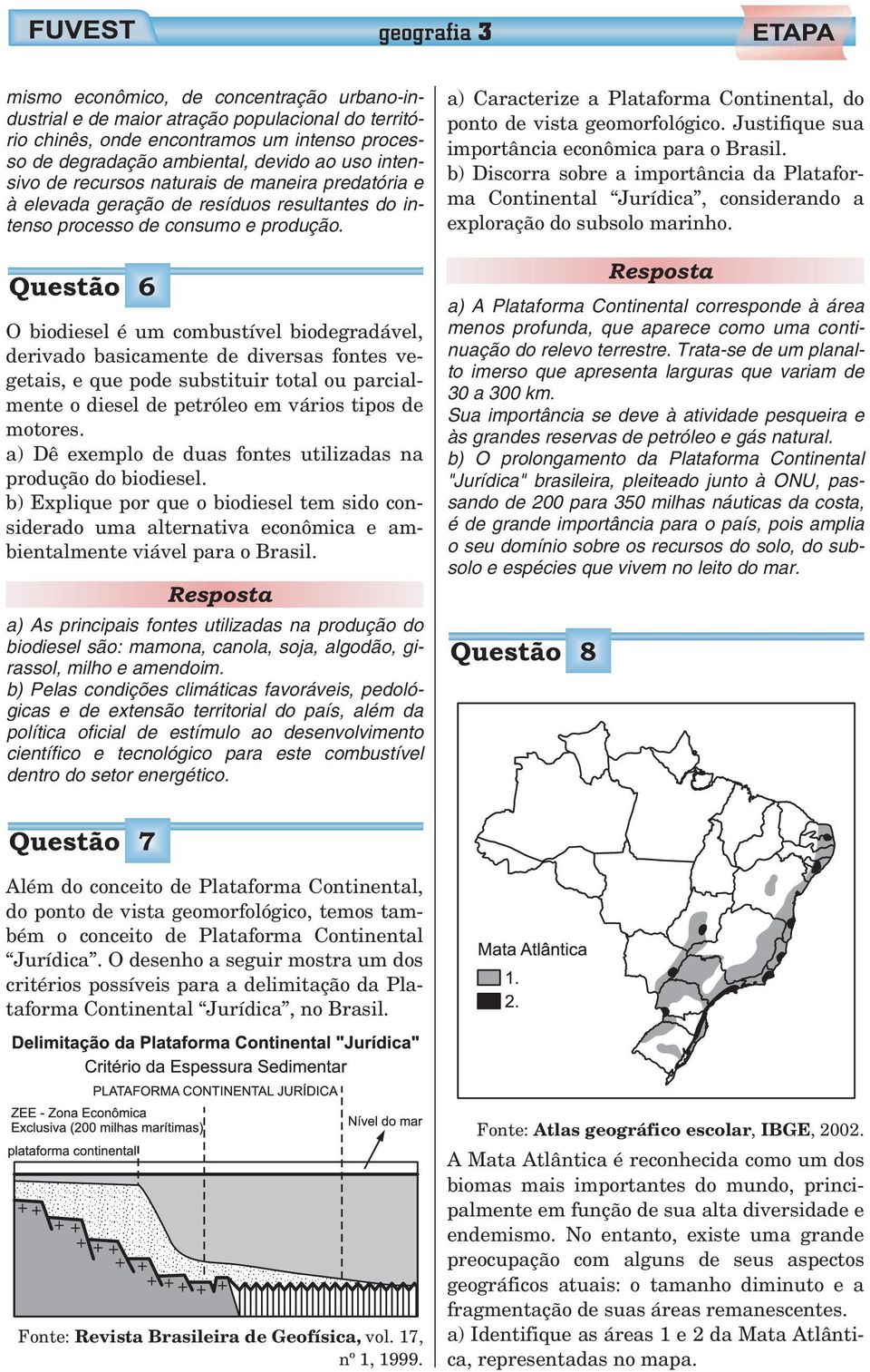 Questão 6 O biodiesel é um combustível biodegradável, derivado basicamente de diversas fontes vegetais, e que pode substituir total ou parcialmente o diesel de petróleo em vários tipos de motores.