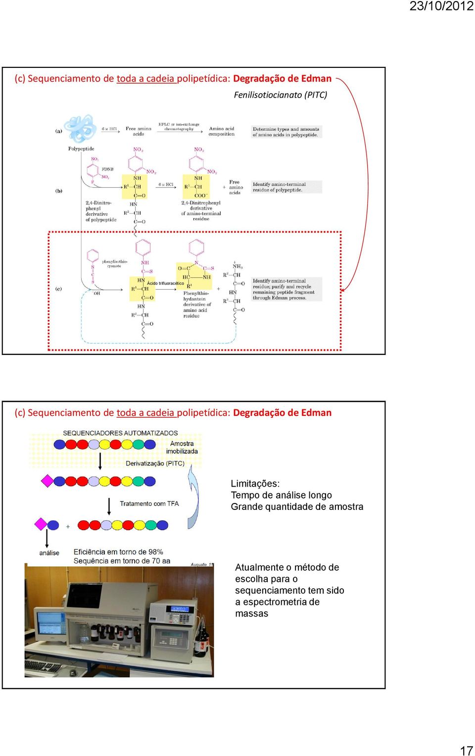 Grande quantidade de amostra Atualmente o método de escolha para o sequenciamento tem