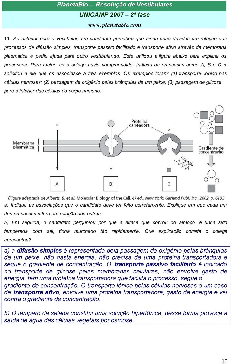 Para testar se o colega havia compreendido, indicou os processos como A, B e C e solicitou a ele que os associasse a três exemplos.