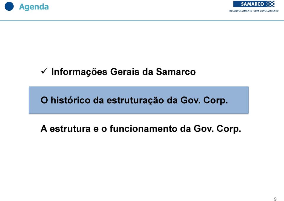 estruturação da Gov. Corp.