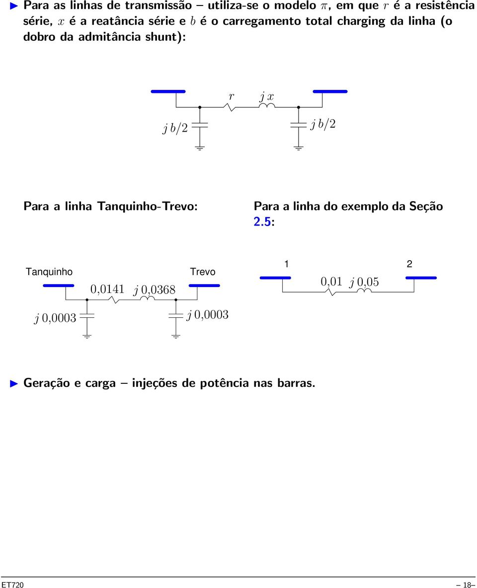 b/2 Para a linha Tanquinho-Trevo: Para a linha do exemplo da Seção 2.