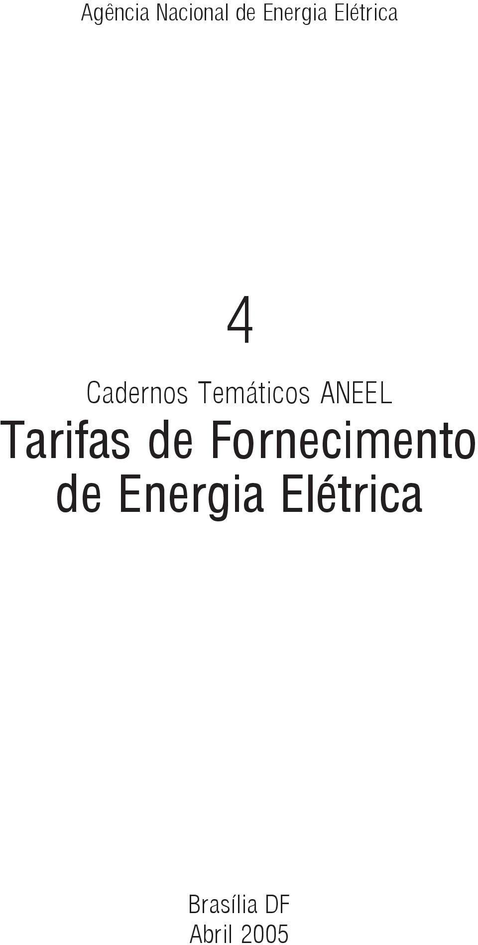 ANEEL Tarifas de Fornecimento de