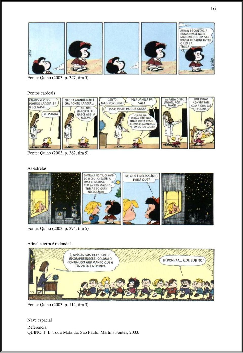 As estrelas Fonte: Quino (2003, p. 394, tira 5).