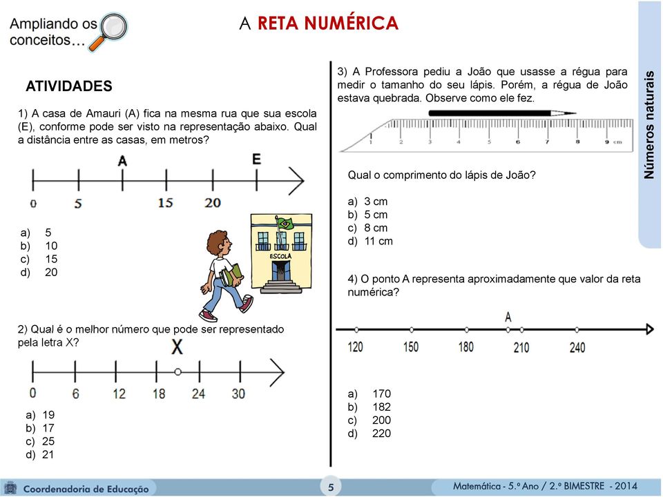 Porém, a régua de João estava quebrada. Observe como ele fez. Qual o comprimento do lápis de João?