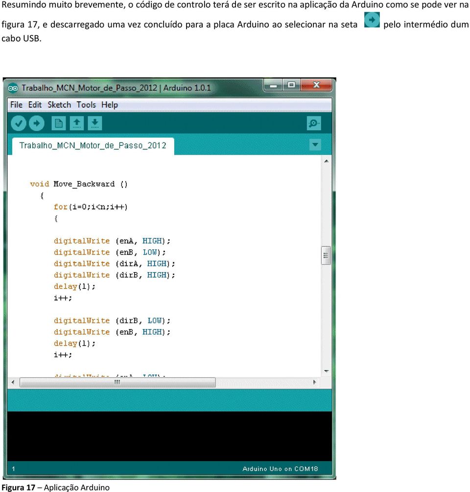 descarregado uma vez concluído para a placa Arduino ao