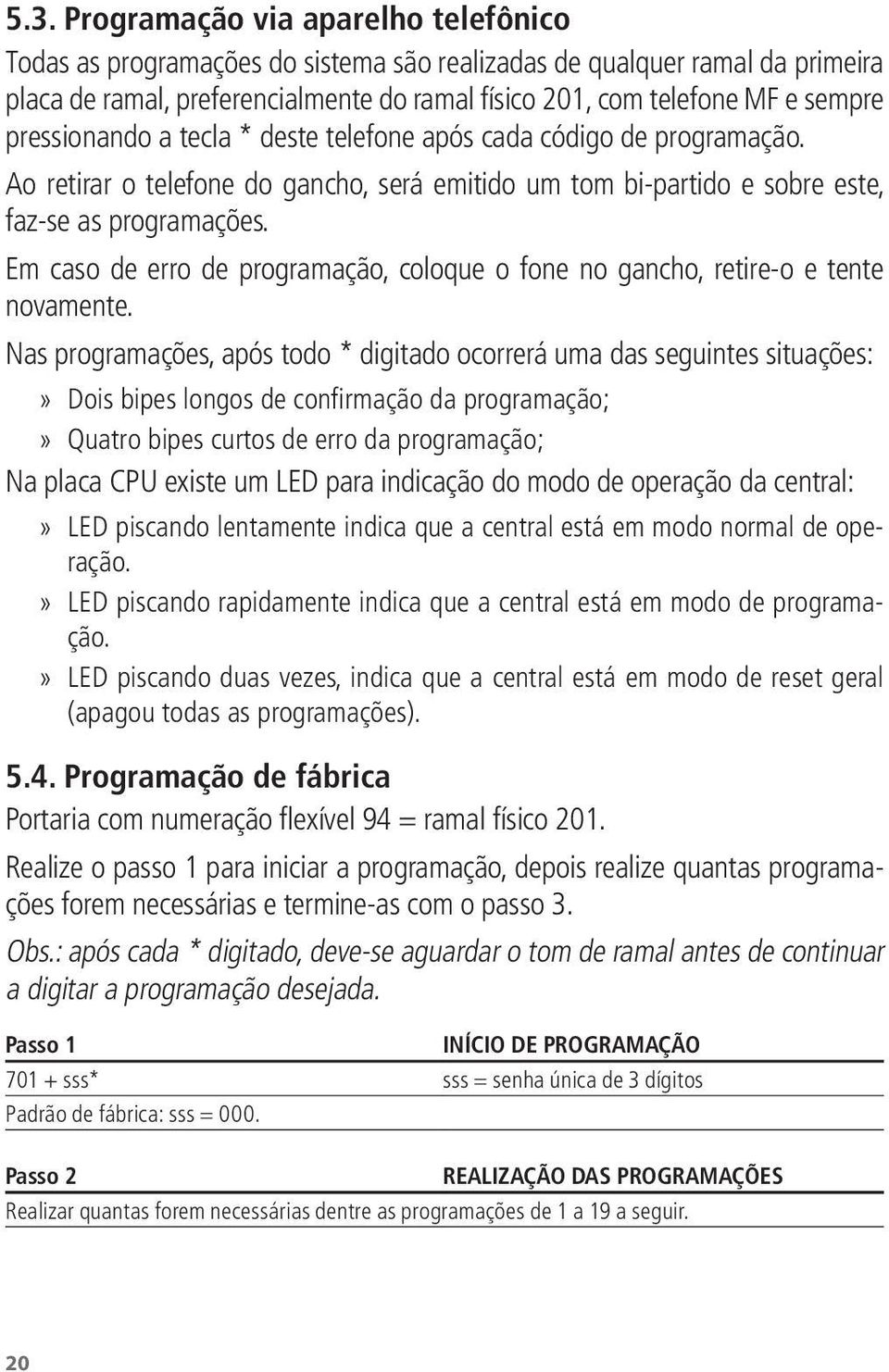 Em caso de erro de programação, coloque o fone no gancho, retire-o e tente novamente.