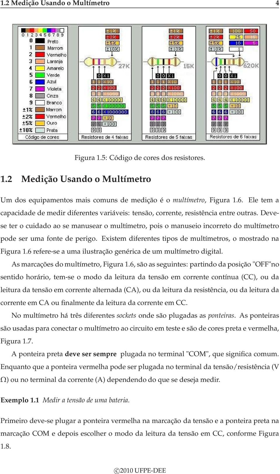 Devese ter o cuidado ao se manusear o multímetro, pois o manuseio incorreto do multímetro pode ser uma fonte de perigo. Existem diferentes tipos de multímetros, o mostrado na Figura 1.