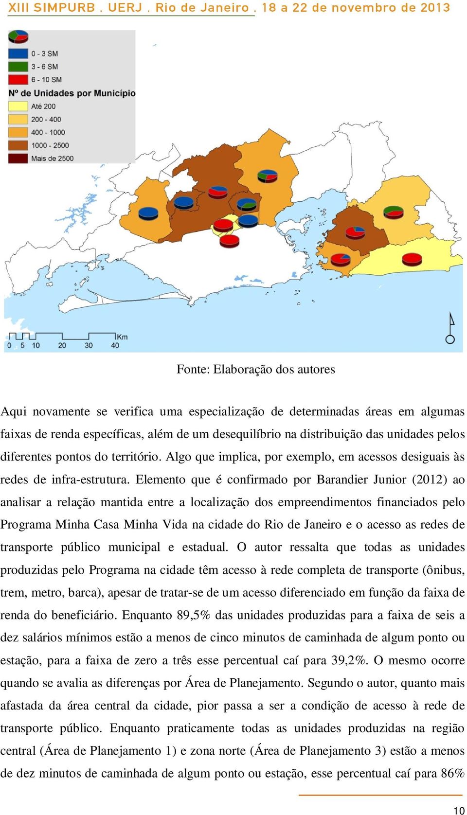 Elemento que é confirmado por Barandier Junior (2012) ao analisar a relação mantida entre a localização dos empreendimentos financiados pelo Programa Minha Casa Minha Vida na cidade do Rio de Janeiro