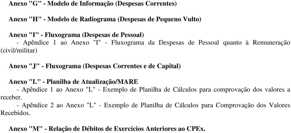 Capital) Anexo "L" - Planilha de Atualização/MARE - Apêndice 1 ao Anexo "L" - Exemplo de Planilha de Cálculos para comprovação dos valores a receber.