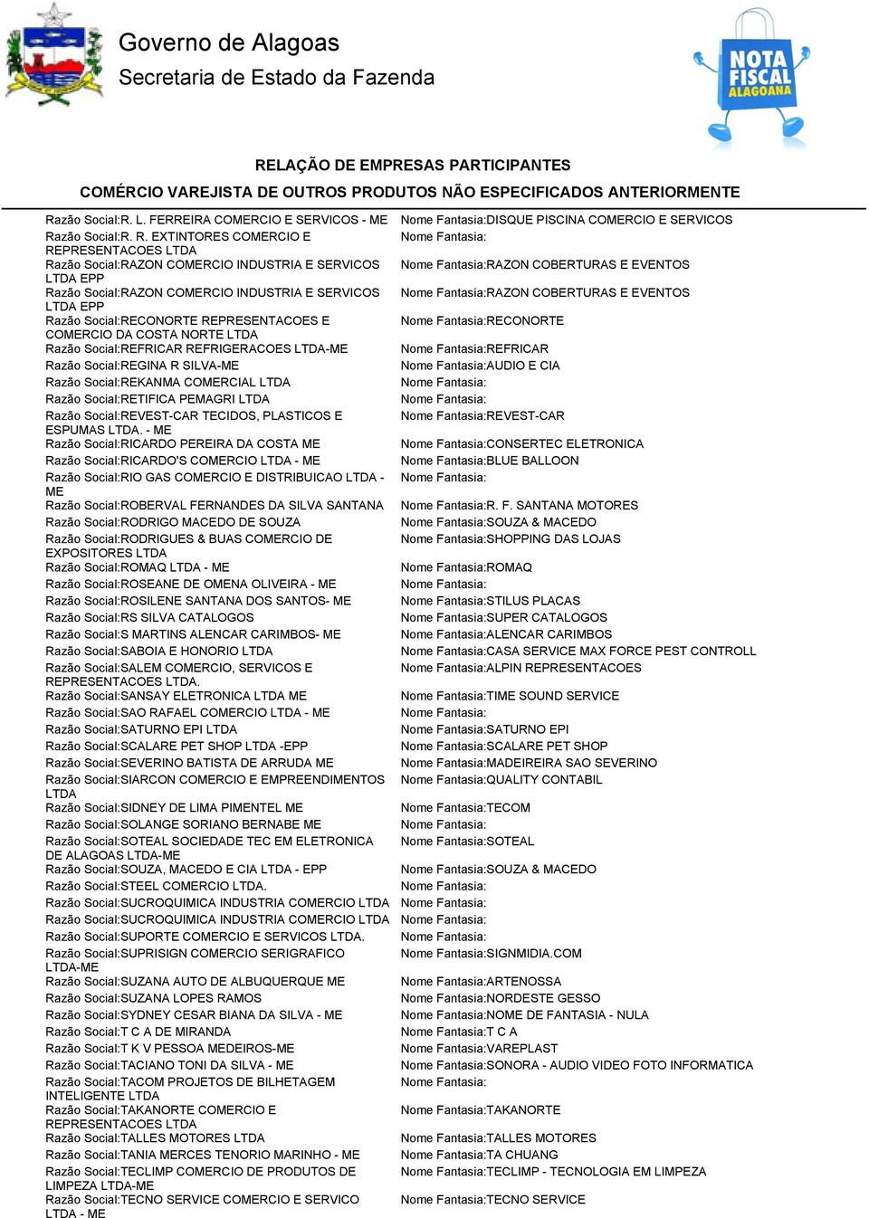 EXTINTORES CORCIO E Razão Social:RAZON CORCIO INDUSTRIA E SERVICOS RAZON COBERTURAS E EVENTOS EPP Razão Social:RAZON CORCIO INDUSTRIA E SERVICOS RAZON COBERTURAS E EVENTOS EPP Razão Social:RECONORTE