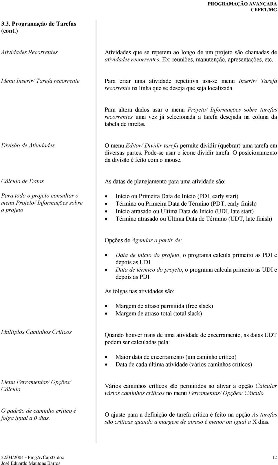 Para altera dados usar o menu Projeto/ Informações sobre tarefas recorrentes uma vez já selecionada a tarefa desejada na coluna da tabela de tarefas.