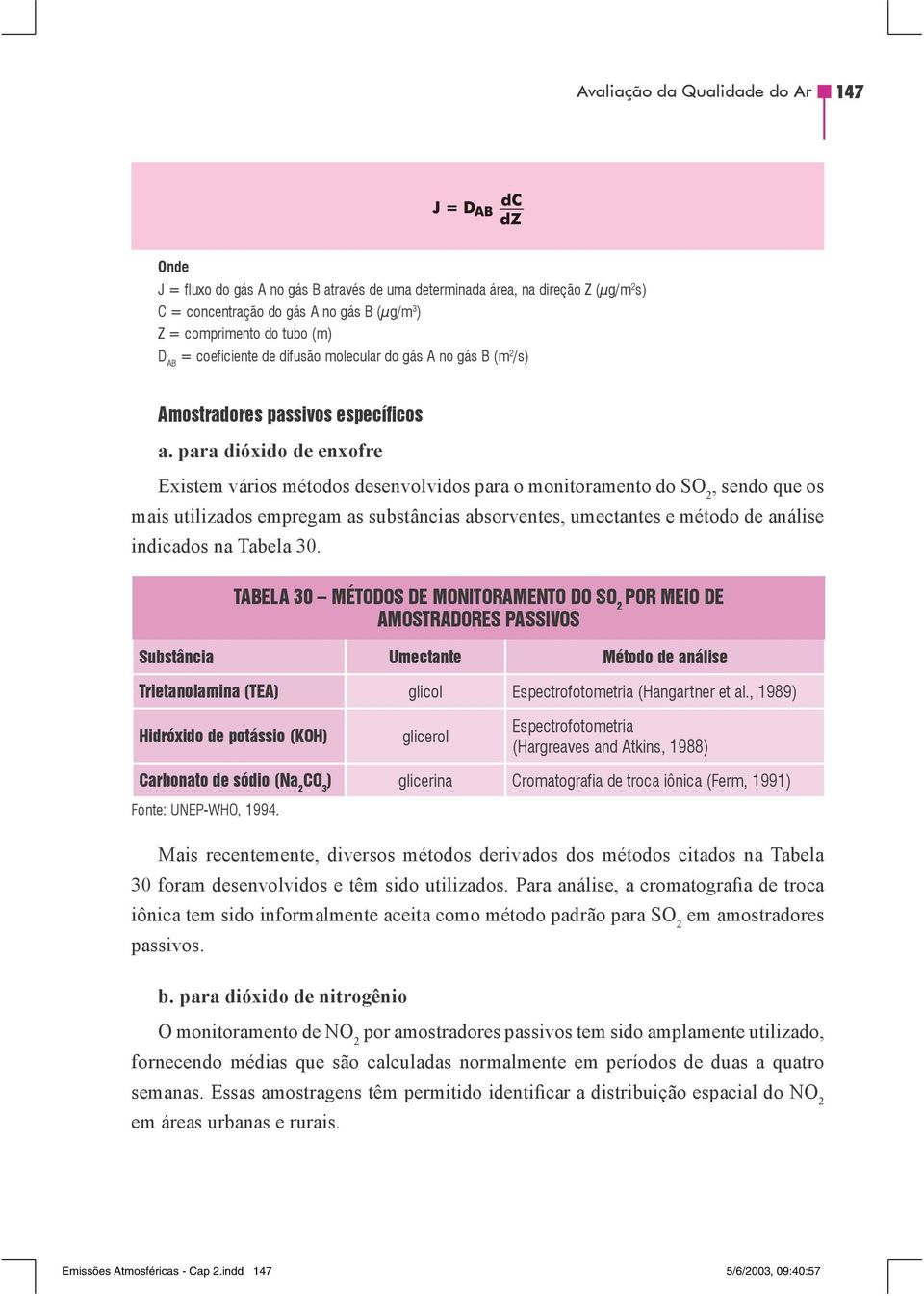 para dióxido de enxofre Existem vários métodos desenvolvidos para o monitoramento do SO 2, sendo que os mais utilizados empregam as substâncias absorventes, umectantes e método de análise indicados