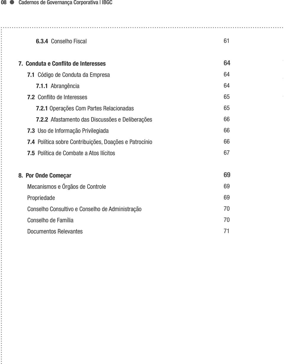 4 Política sobre Contribuições, Doações e Patrocínio 7.5 Política de Combate a Atos Ilícitos 64 64 64 65 65 66 66 66 67 8.