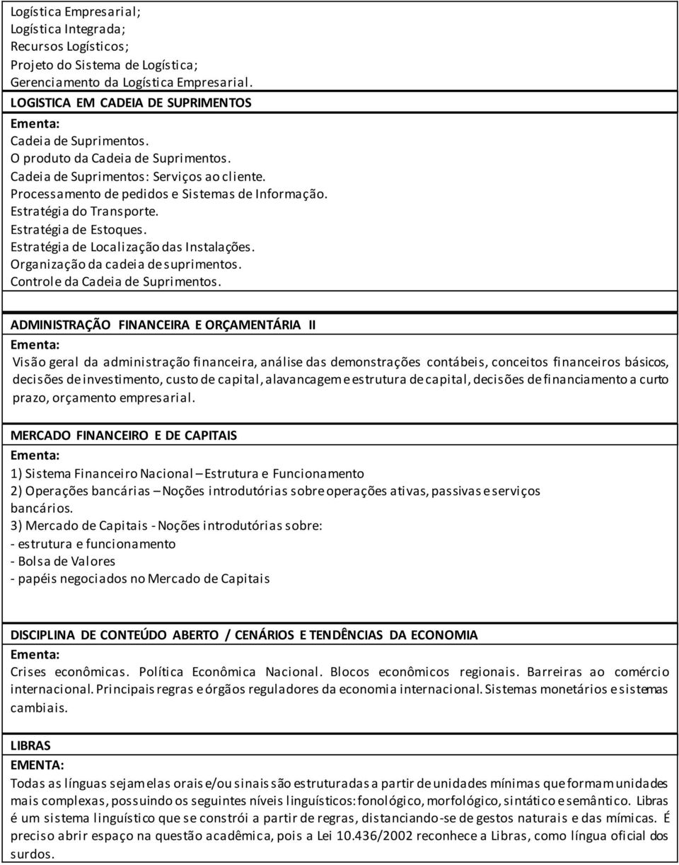 Estratégia de Localização das Instalações. Organização da cadeia de suprimentos. Controle da Cadeia de Suprimentos.