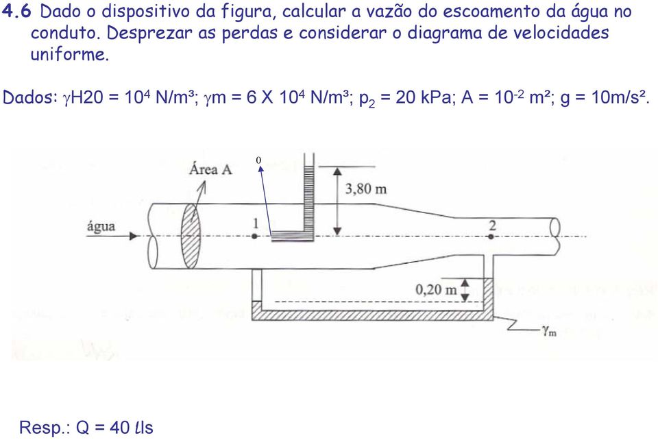 Desrezar as erdas e considerar o diagrama de elocidades