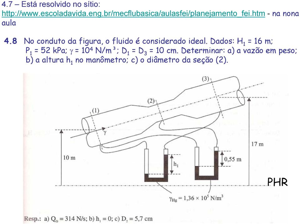 8 No conduto da figura, o fluido é considerado ideal.