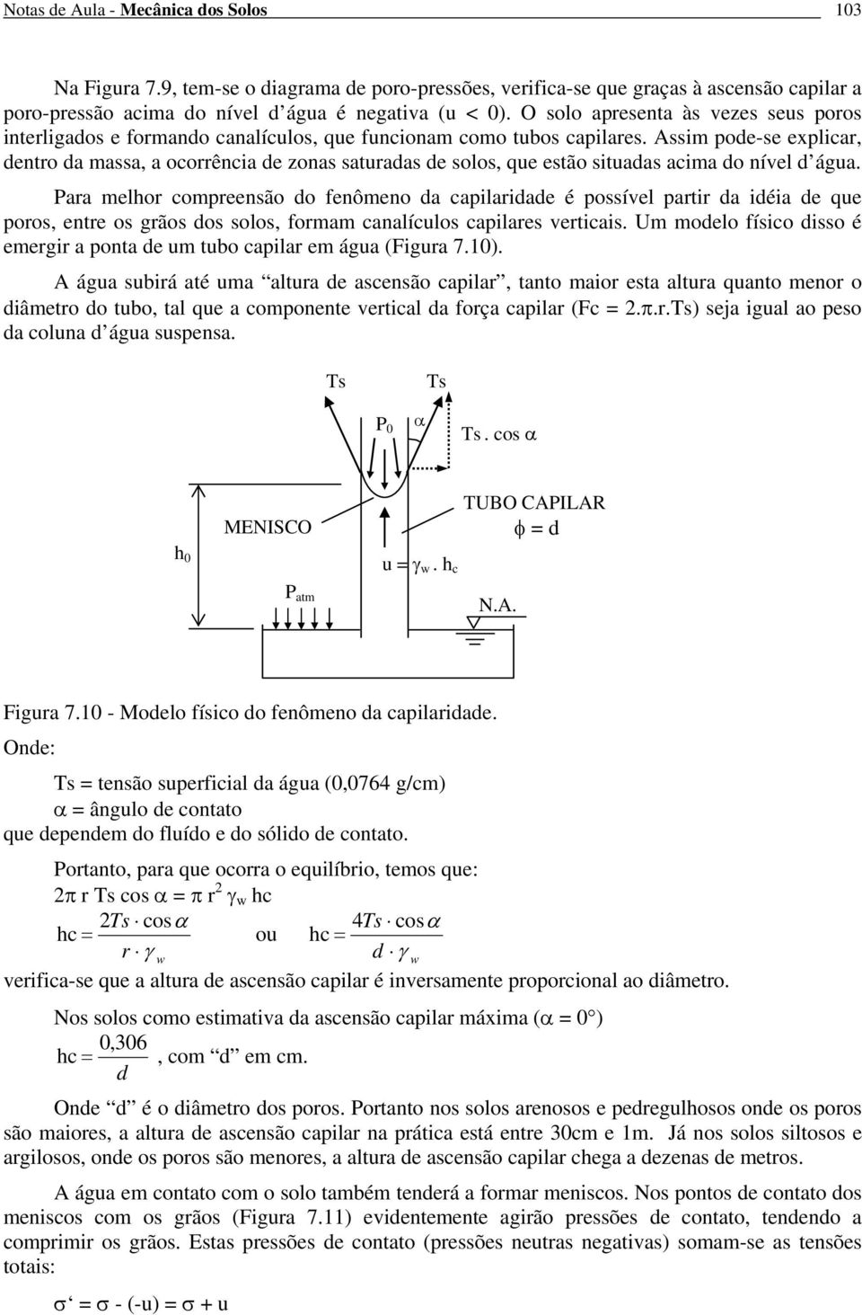 ssim pode-se explicar, dentro da massa, a ocorrência de onas saturadas de solos, que estão situadas acima do nível d água.