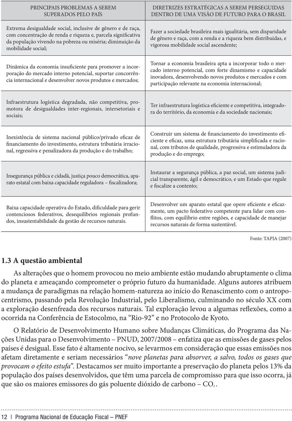 novos produtos e mercados; DIRETRIZES ESTRATÉGICAS A SEREM PERSEGUIDAS DENTRO DE UMA VISÃO DE FUTURO PARA O BRASIL Fazer a sociedade brasileira mais igualitária, sem disparidade de gênero e raça, com