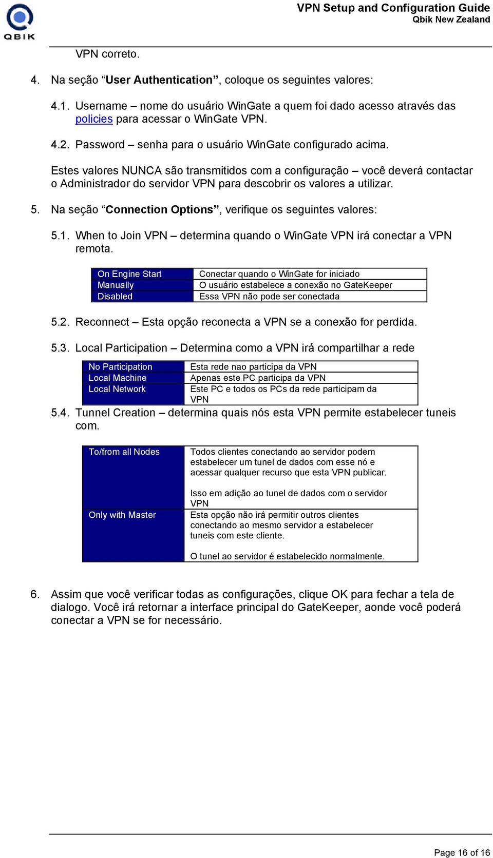 Estes valores NUNCA são transmitidos com a configuração você deverá contactar o Administrador do servidor VPN para descobrir os valores a utilizar. 5.