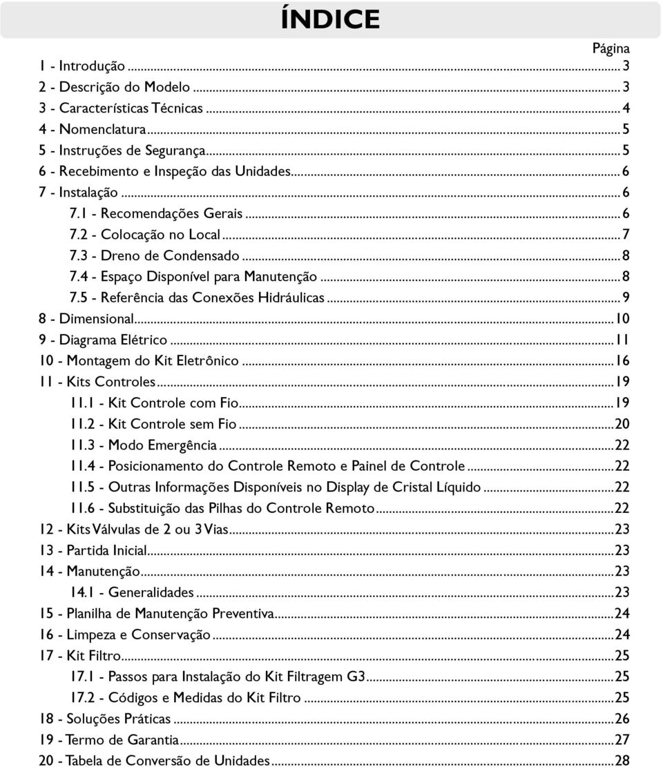 ..9 8 - Dimensional...10 9 - Diagrama Elétrico...11 10 - Montagem do Kit Eletrônico...16 11 - Kits Controles...19 11.1 - Kit Controle com Fio...19 11.2 - Kit Controle sem Fio...20 11.