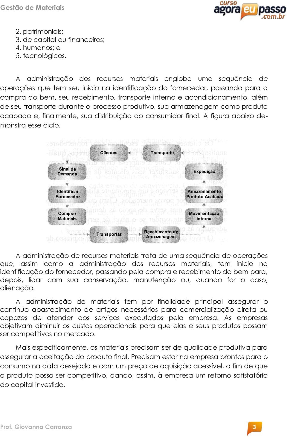 acondicionamento, além de seu transporte durante o processo produtivo, sua armazenagem como produto acabado e, finalmente, sua distribuição ao consumidor final. A figura abaixo demonstra esse ciclo.