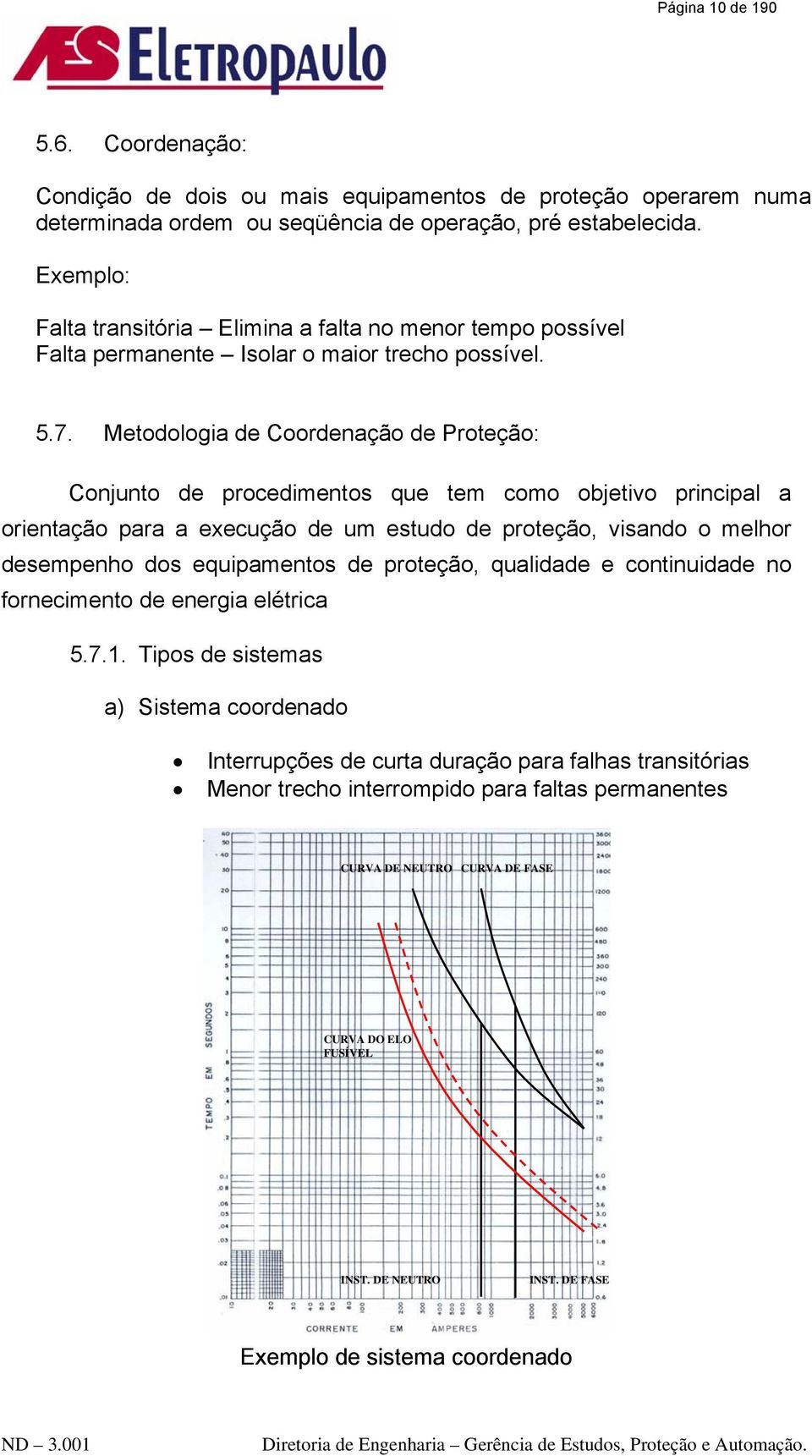 Metodologia de Coordenação de Proteção: Conjunto de procedimentos que tem como objetivo principal a orientação para a execução de um estudo de proteção, visando o melhor desempenho dos equipamentos