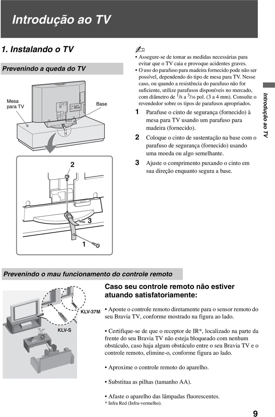 Nee cao, ou quando a reitência do parafuo não for uficiente, utilize parafuo diponívei no mercado, com diâmetro de 1 /8 a 3 /16 pol. (3 a 4 mm). Conulte o revendedor obre o tipo de parafuo apropriado.