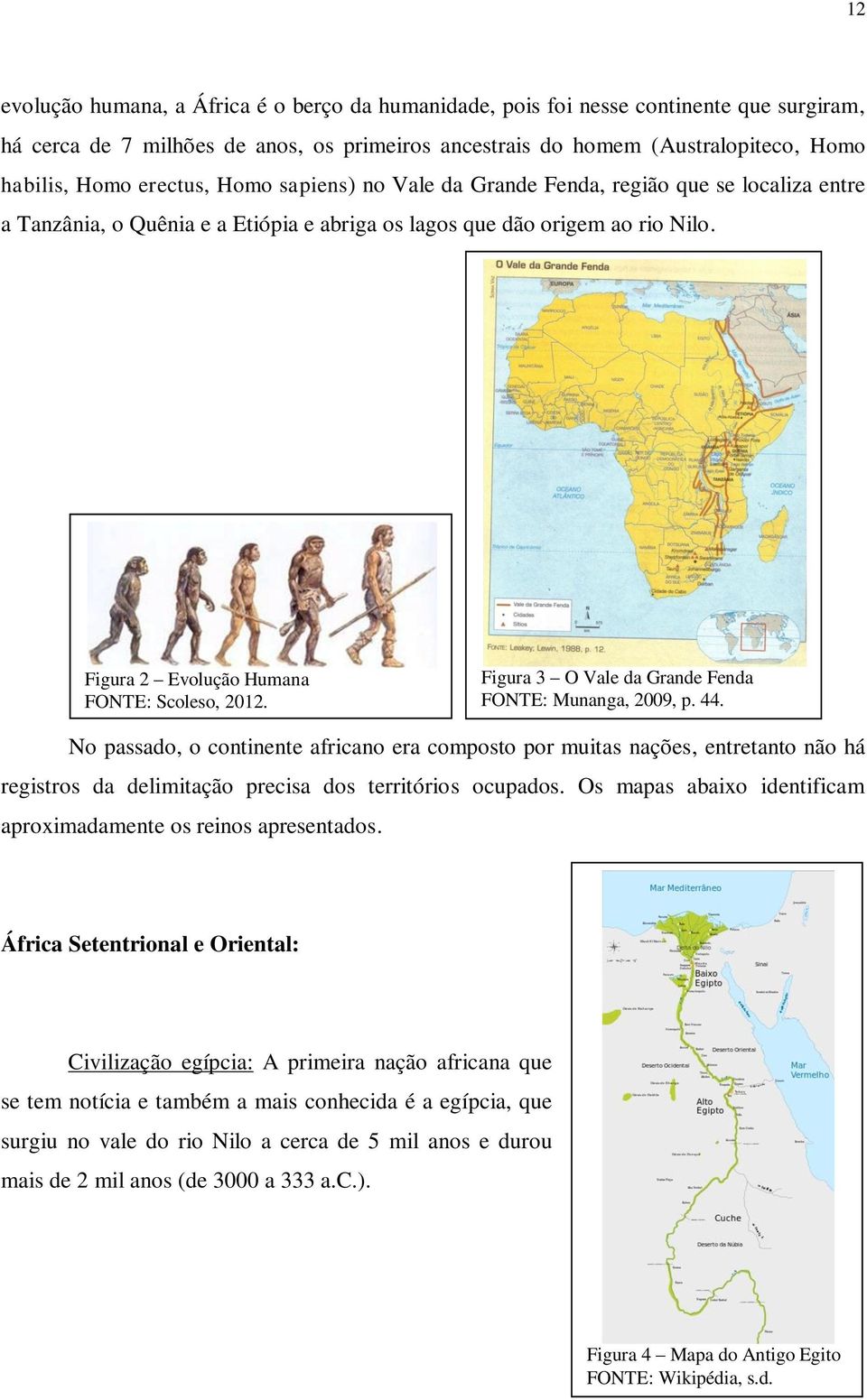 Figura 2 Evolução Humana FONTE: Scoleso, 2012. Figura 3 O Vale da Grande Fenda FONTE: Munanga, 2009, p. 44.