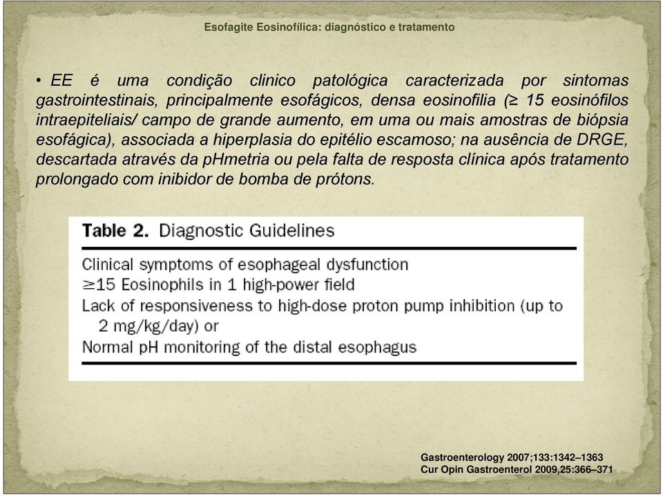 esofágica), associada a hiperplasia do epitélio escamoso; na ausência de DRGE, descartada através s da phmetria ou