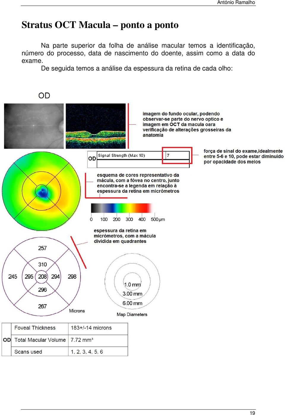 data de nascimento do doente, assim como a data do exame.