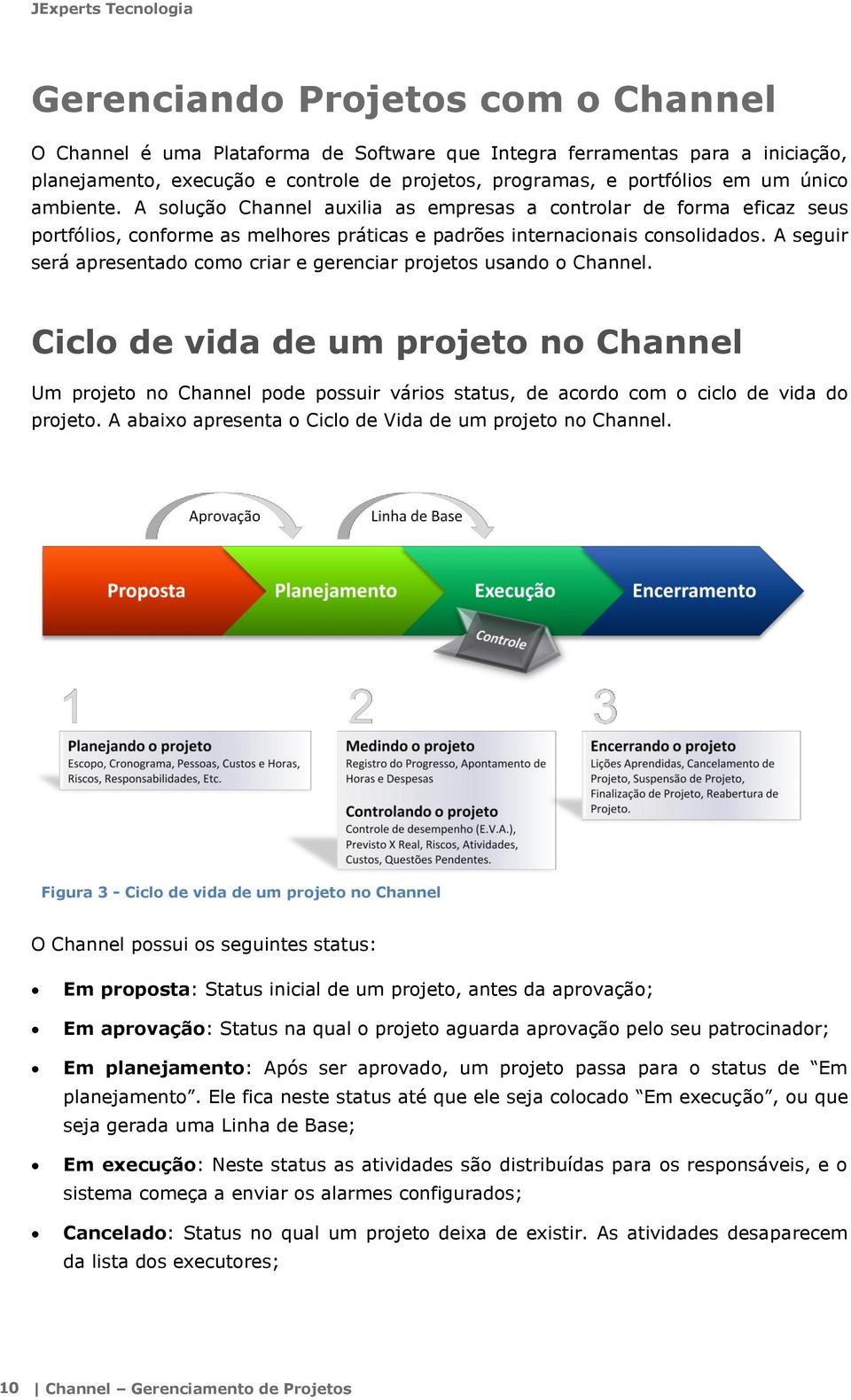 A seguir será apresentado como criar e gerenciar projetos usando o Channel.